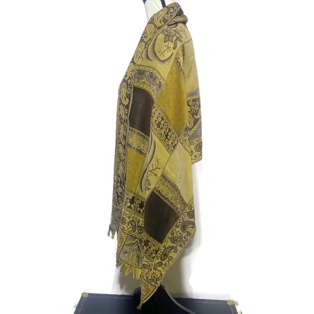 Shoulder Wrap Scarf Two-Toned Brown 67x27